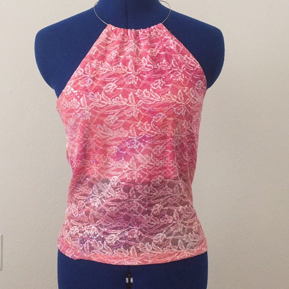 Pink halter neck top
